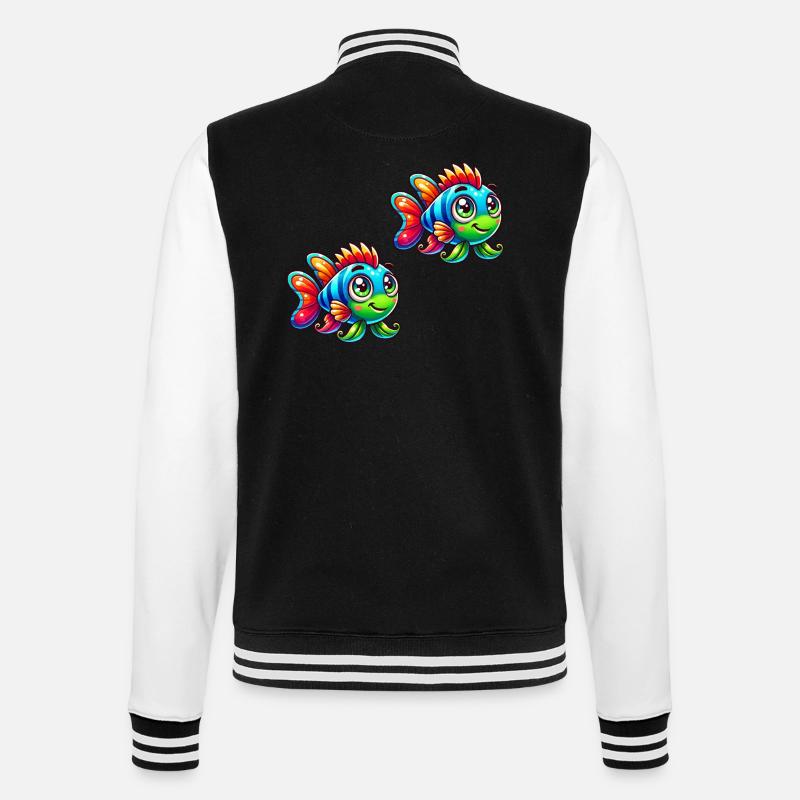 fish comic 2 - College-Sweatjacke - Schwarz/Weiß