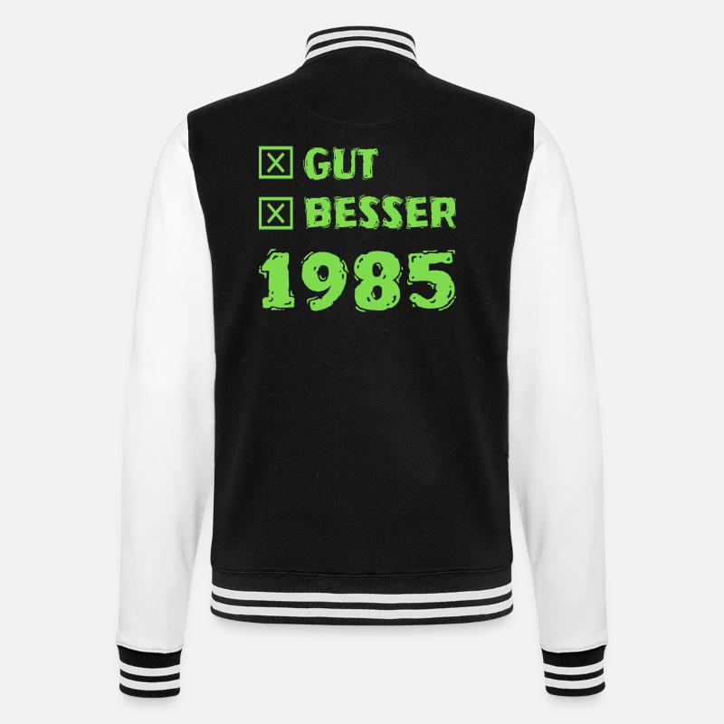 Jahr 1985 - College-Sweatjacke - Schwarz/Weiß