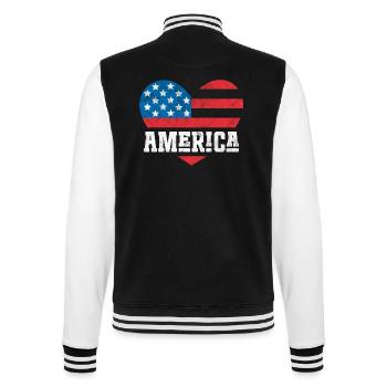 Amerika Flagge Herz - College-Sweatjacke - Schwarz/Weiß - Hinten - Marisol (170cm)