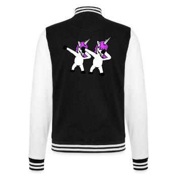 2 Unicorns Dabbing Dab Dance Party Pose Gesture Team - College Sweat Jacket - black/white - Back - Marisol (170cm)