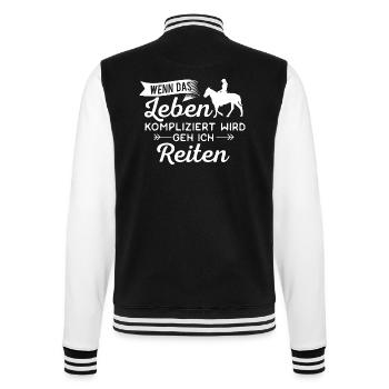 Pferd Pferde Reiten Galopp Leben - College-Sweatjacke - Schwarz/Weiß - Hinten - Marisol (170cm)
