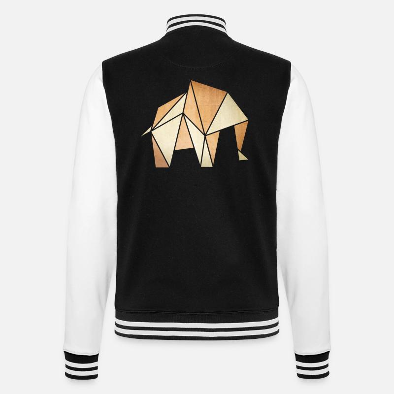 Origami: Elefant (Pergament-Optik) - Veste Teddy - noir/blanc