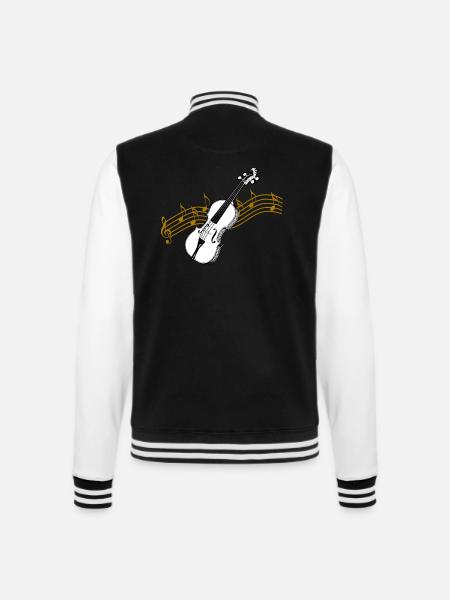 Geige mit Noten / Geige - College-Sweatjacke - Schwarz/Weiß
