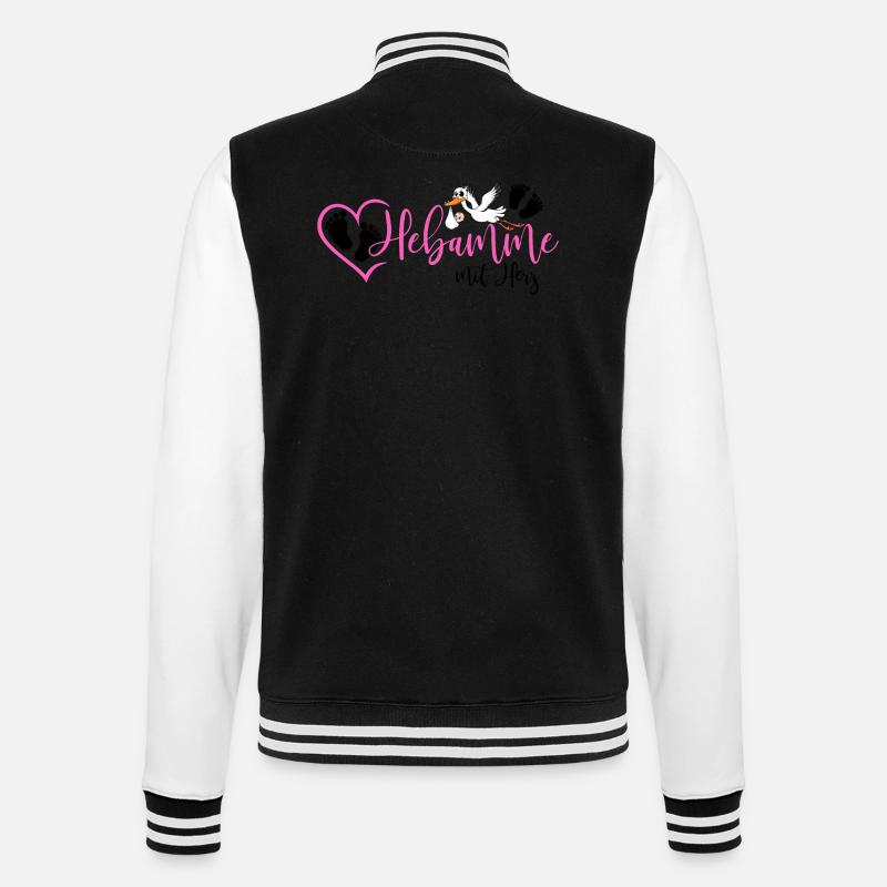 Hebamme mit Herz  - College-Sweatjacke - Schwarz/Weiß