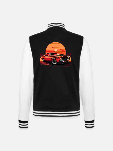 Muscle Car V8 - College-Sweatjacke - Schwarz/Weiß
