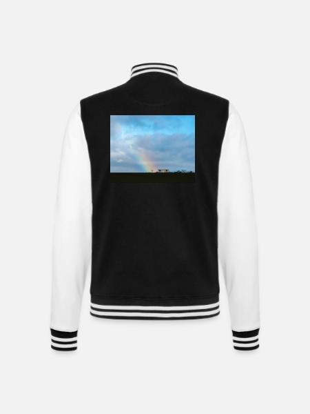 Der Baum des Lebens neben dem Bauwagen - College-Sweatjacke - Schwarz/Weiß