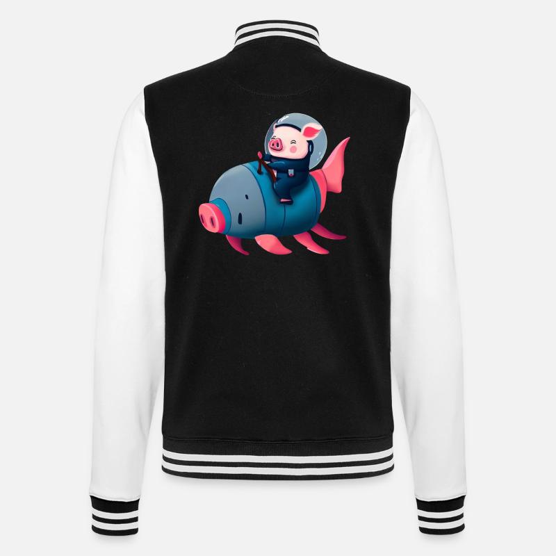 Pig Astronaut sur Pig Rocket - Veste Teddy - noir/blanc