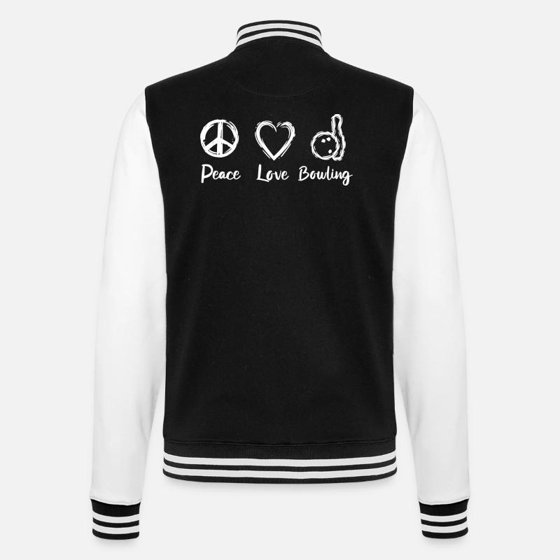 Peace Love Bowling - College Sweat Jacket - black/white
