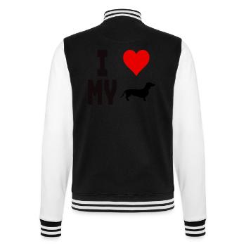 T-Shirt I Love My Dog für Hundefreunde - College-Sweatjacke - Schwarz/Weiß - Hinten - Marisol (170cm)