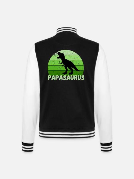 Vatertag Papa Vater Tyrannosaurus Dinosaurier Fun - College-Sweatjacke - Schwarz/Weiß