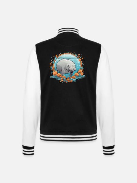 Dugong mein Spirit Animal ich liebe Manatees - College-Sweatjacke - Schwarz/Weiß