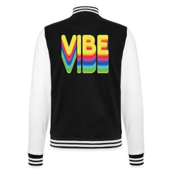 Nur gute Vibes - retro style - College-Sweatjacke - Schwarz/Weiß - Hinten - Marisol (170cm)