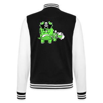 Triceratops Stegosaurus 2 Dinosaurier Pirat Dino - College-Sweatjacke - Schwarz/Weiß - Hinten - Marisol (170cm)