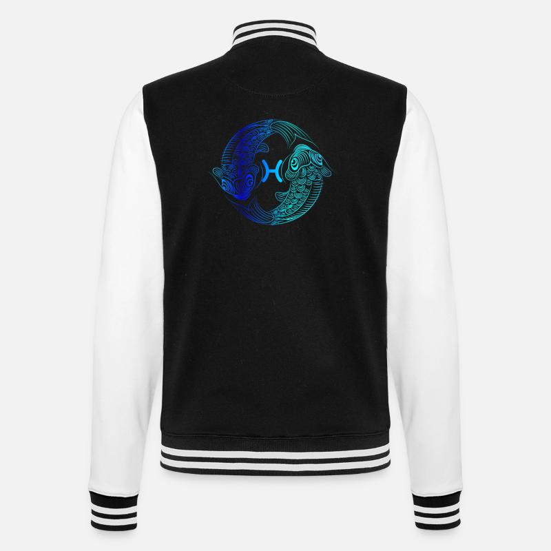 fische Zeichenfläche 1 - College-Sweatjacke - Schwarz/Weiß