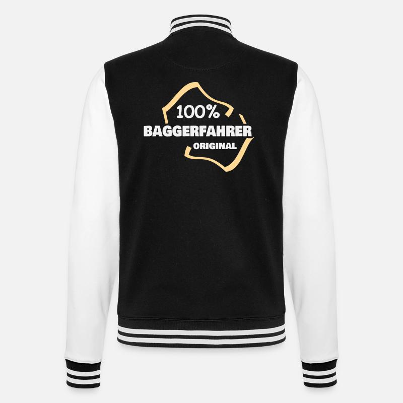 Baggerfahrer - College-Sweatjacke - Schwarz/Weiß