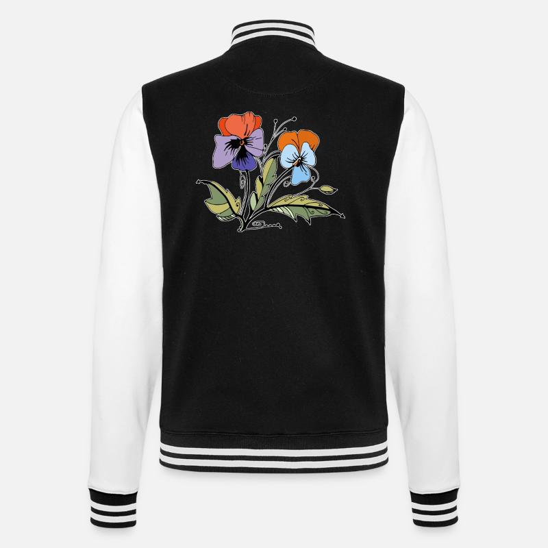Flowers - College Sweat Jacket - black/white