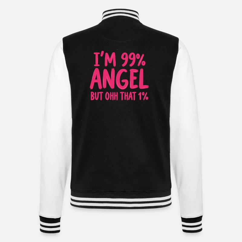 Engel Engelchen Prozent Spruch - College-Sweatjacke - Schwarz/Weiß