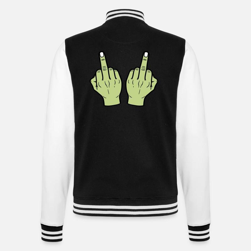 Mittelfinger Hand - College-Sweatjacke - Schwarz/Weiß