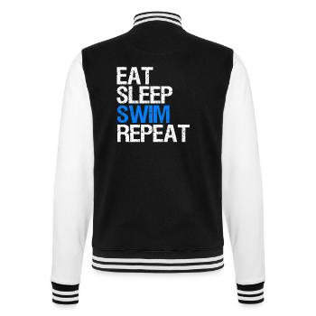 Eat Sleep Swim Repeat Geschenk für Schwimmer - College-Sweatjacke - Schwarz/Weiß - Hinten - Marisol (170cm)