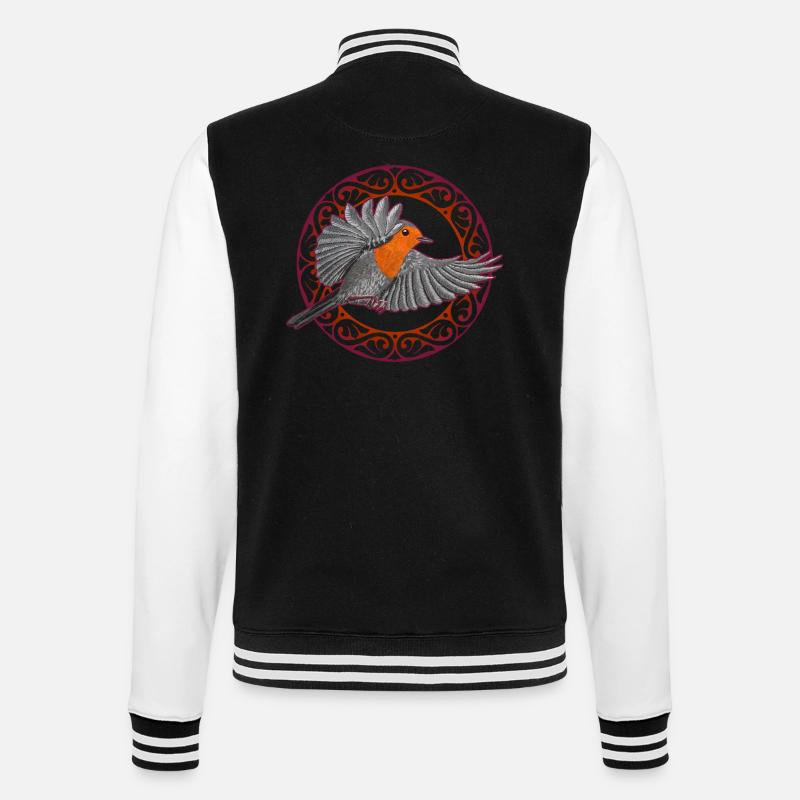 Rotkehlchen - College-Sweatjacke - Schwarz/Weiß