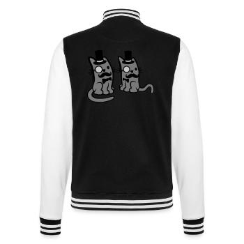 Herren 2 Katzen Freunde - College-Sweatjacke - Schwarz/Weiß - Hinten - Marisol (170cm)