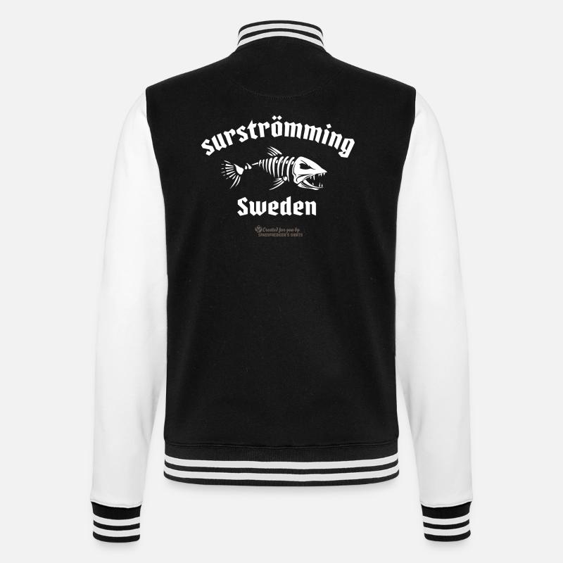 Surströmming Sweden skeletonized herring - College Sweat Jacket - black/white