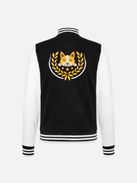 Laurel wreath cute dog design - College Sweat Jacket - black/white