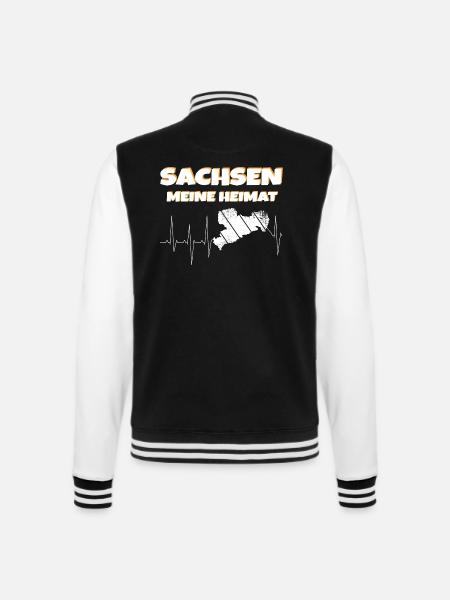 Sachsen meine Heimat - College-Sweatjacke - Schwarz/Weiß