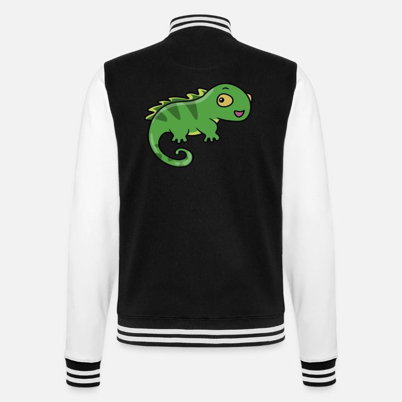 Grünes Kamelion - College-Sweatjacke - Schwarz/Weiß