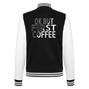 coffee cup funny caffeine gift idea drink - College-Sweatjacke - Schwarz/Weiß - Hinten - Marisol (170cm)