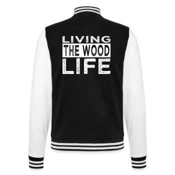 happy carpenter present idea - College-Sweatjacke - Schwarz/Weiß - Hinten - Marisol (170cm)