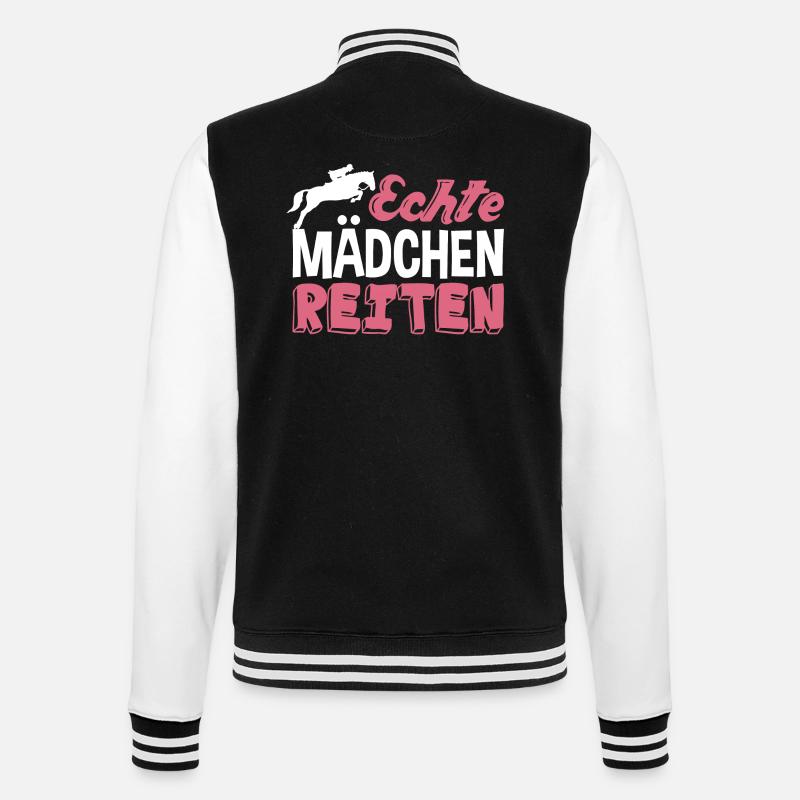 Echte Mädchen reiten - College-Sweatjacke - Schwarz/Weiß