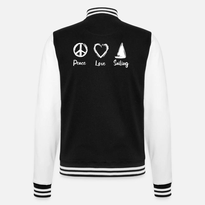 Peace Love Sailing - College-Sweatjacke - Schwarz/Weiß