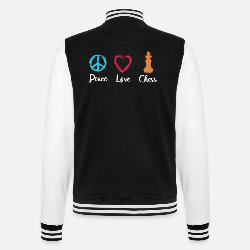 Frieden Liebe Schach - College-Sweatjacke - Schwarz/Weiß