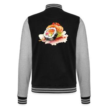 Sushi - College-Sweatjacke - Schwarz/Grau meliert - Hinten - Marisol (170cm)