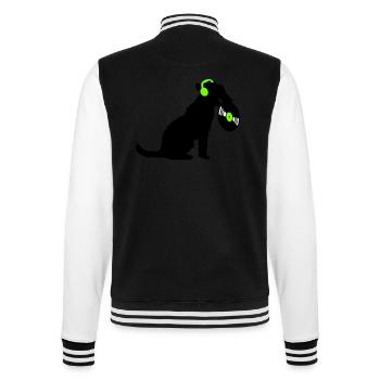 Hund DJ Musik Auflegen Club Disko Schallplatte Fun - College-Sweatjacke - Schwarz/Weiß - Hinten - Marisol (170cm)
