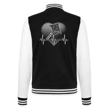 Kitesurfer Herzschlag - College-Sweatjacke - Schwarz/Weiß - Hinten - Marisol (170cm)