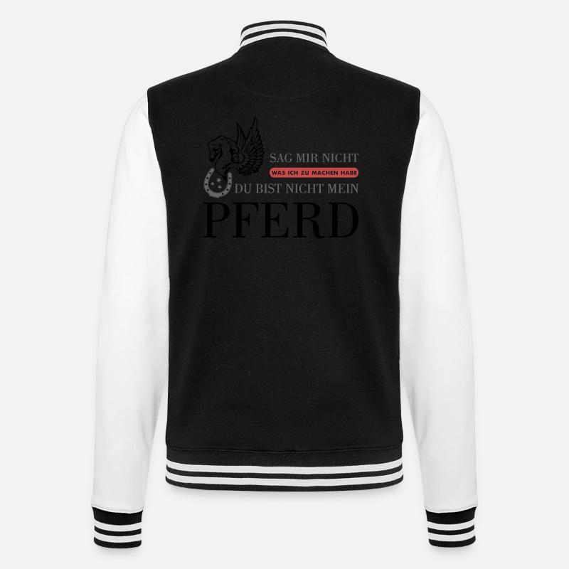 Das "Nicht Mein Pferd" Statement - College-Sweatjacke - Schwarz/Weiß
