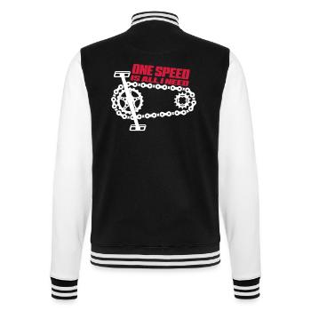 One Speed is all I need - Singelspeed - College Sweat Jacket - black/white - Back - Marisol (170cm)
