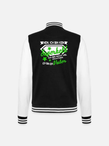 Papa ist mein Superheld - College-Sweatjacke - Schwarz/Weiß
