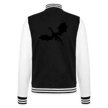 Fliegender Drache - College-Sweatjacke - Schwarz/Weiß - Hinten - Marisol (170cm)