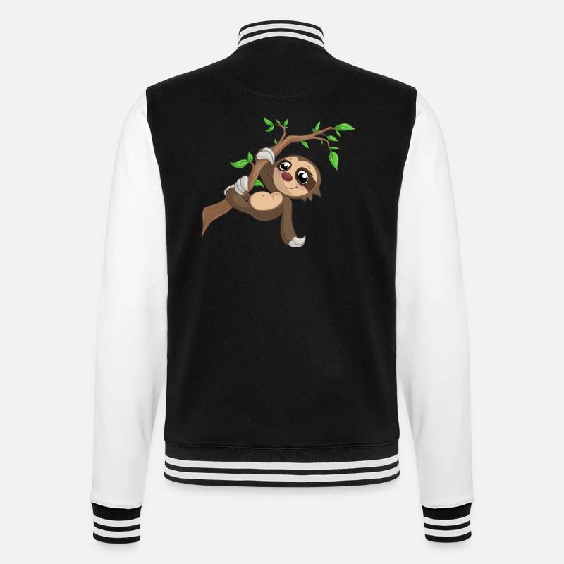Hängendes Comic Faultier - College-Sweatjacke - Schwarz/Weiß