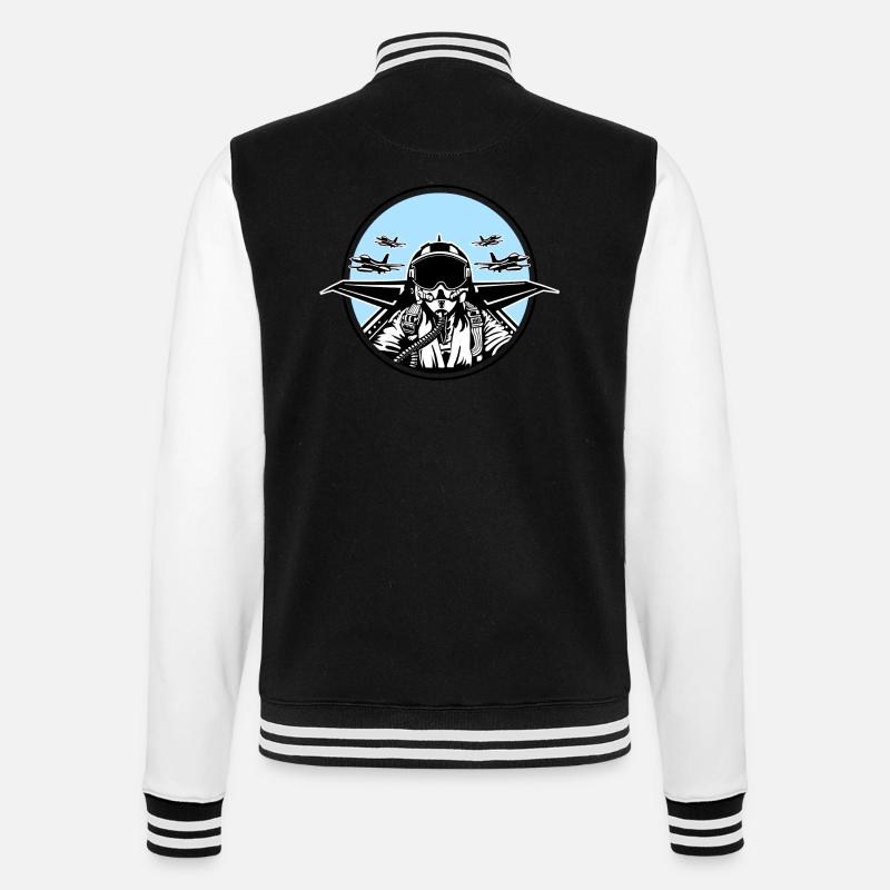 Jet Pilot / Kampfpilot 01_weiß Schwarz - College-Sweatjacke - Schwarz/Weiß