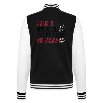 speak lyrics and sarcasm - College Sweat Jacket - black/white - Back - Marisol (170cm)