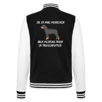 Ja er mag Menschen Rottweiler - College-Sweatjacke - Schwarz/Weiß - Hinten - Marisol (170cm)