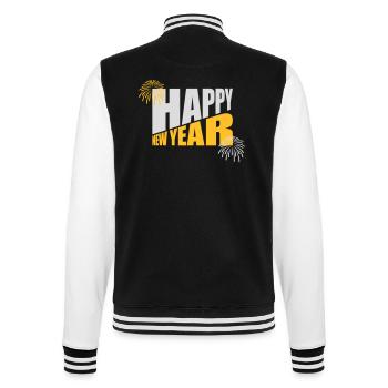 happy new year Zitat - College-Sweatjacke - Schwarz/Weiß - Hinten - Marisol (170cm)