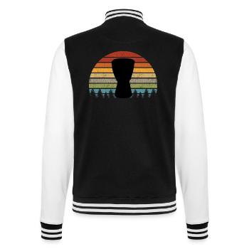 Djembe Player Drummer Music Drum Vintage Retro - College Sweat Jacket - black/white - Back - Marisol (170cm)