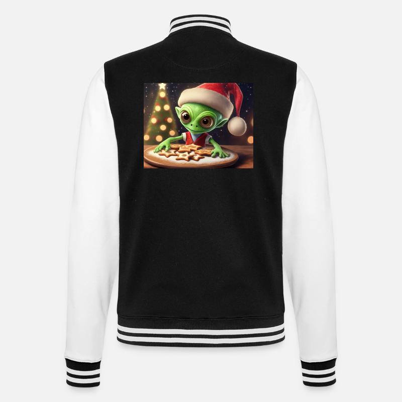 Alien trägt einen hässlichen Weihnachtspullover - College-Sweatjacke - Schwarz/Weiß