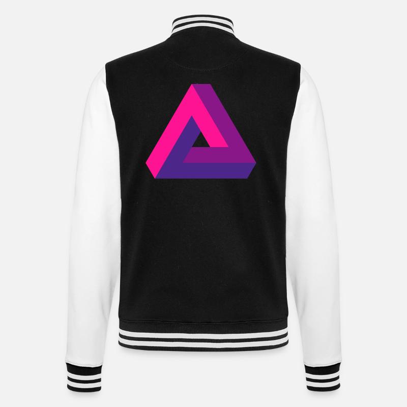Mind-Bending Perspective: Impossible 3D Triangle - College Sweat Jacket - black/white