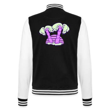 2 Palm Trees Island Tree Stripes Sun Sunset - College Sweat Jacket - black/white - Back - Marisol (170cm)